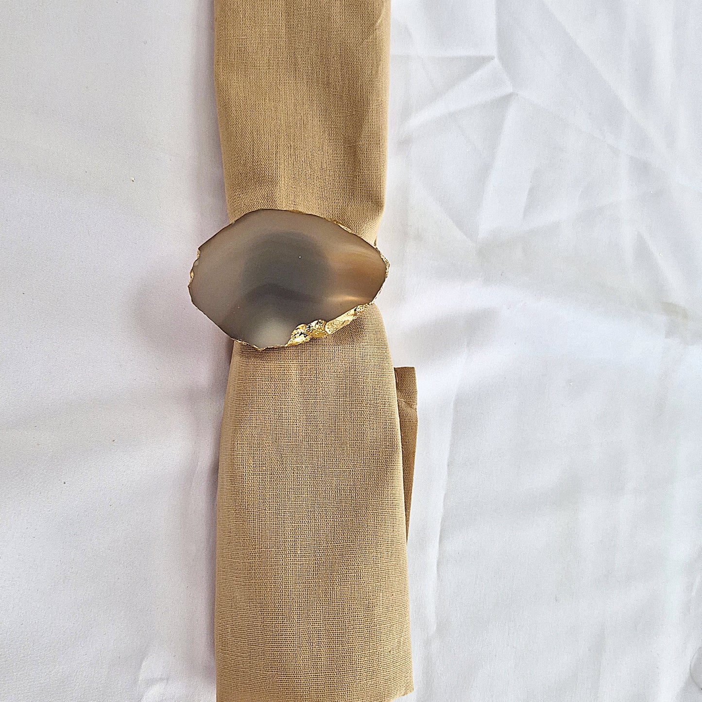 Ivory white agate raw cut napkin rings